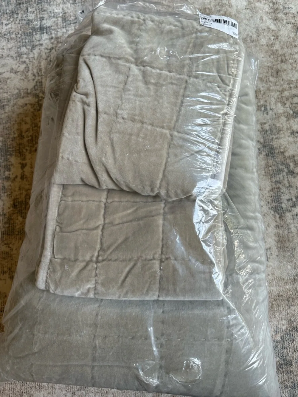 Quince Cotton Velvet Quilt Set Taupe Size King